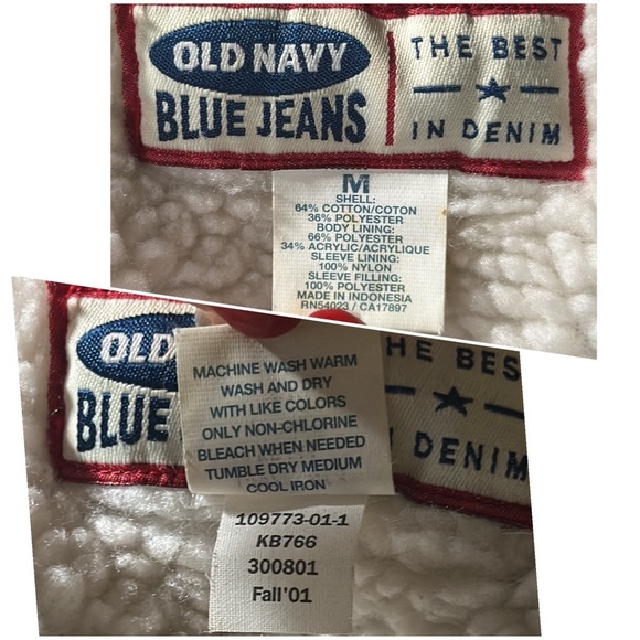 Old Navy Sherpa Lined Jean Denim Trucker Jacket Y2K Vintage Warm Cozy Sz M NWOT - Picture 9 of 16